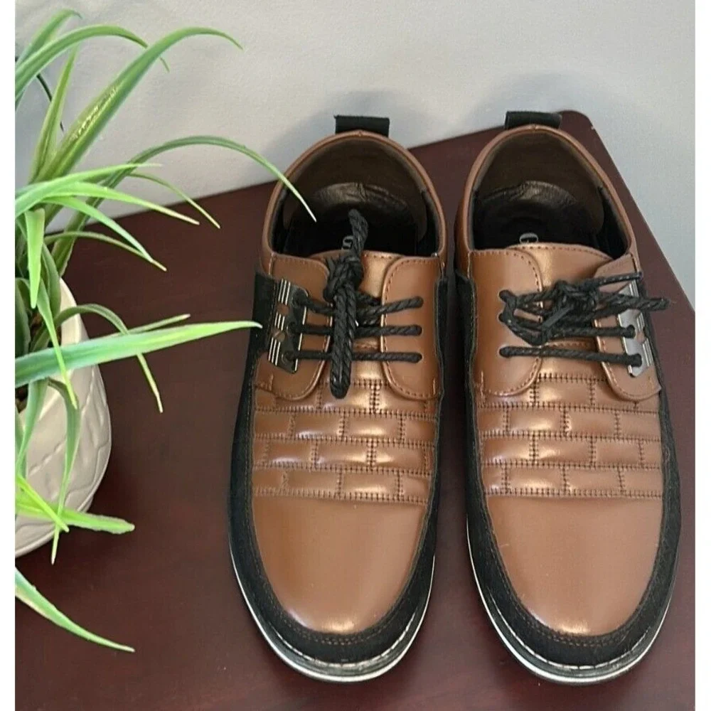Gatsby Mens Brown Black Quilted Two Tone Dress Sneakers Oxfords EU 43 US 10‎